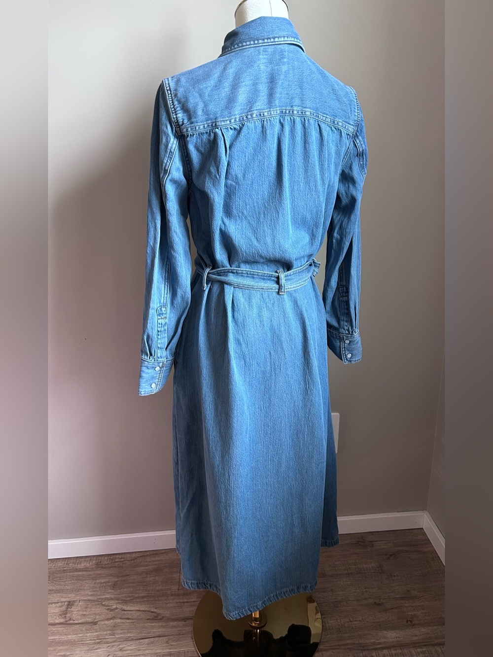 Levis western country stampede Classic Light Blue Denim Shirt Dress Belt rodeo - Picture 3 of 13